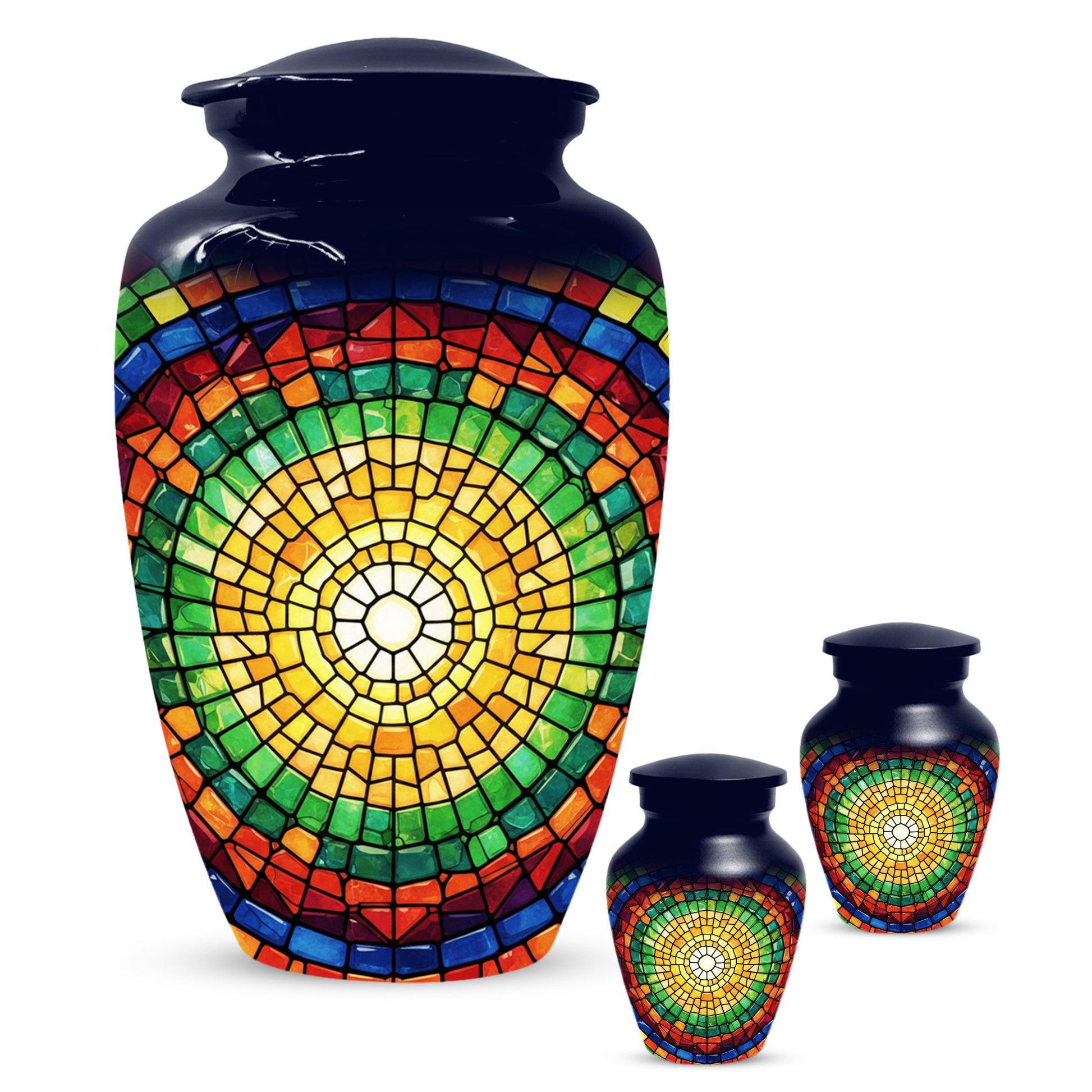 Stained Glass Memorial Urn for Ashes – Custom Rainbow Mosaic Cremation Urn for Mom& Dad - Women & Men,