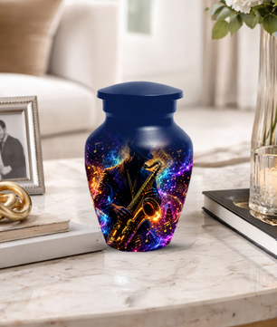 Saxophone Cremation Urn for Ashes - Personalized Jazz Memorial for Dad