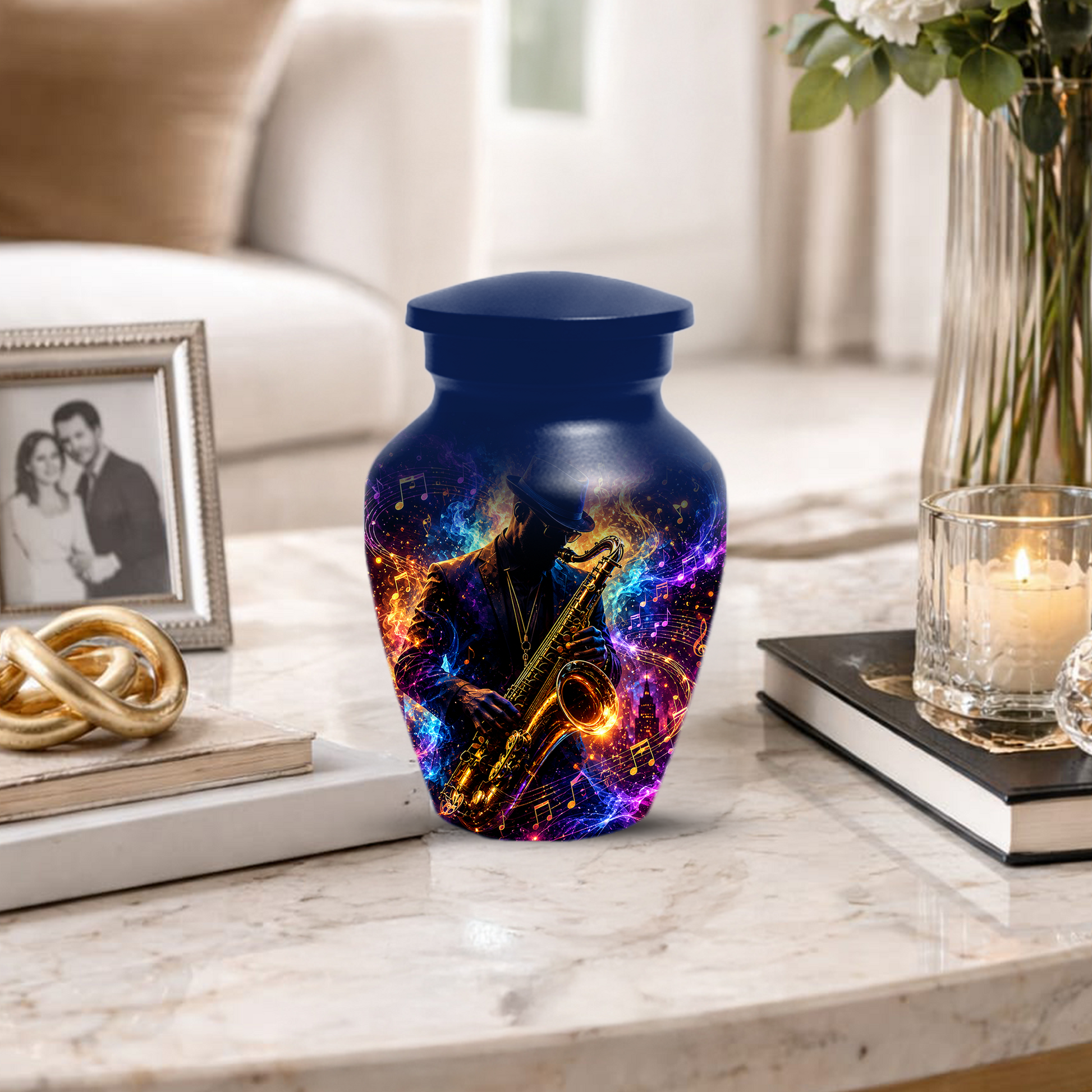 Saxophone Cremation Urn for Ashes - Personalized Jazz Memorial for Dad
