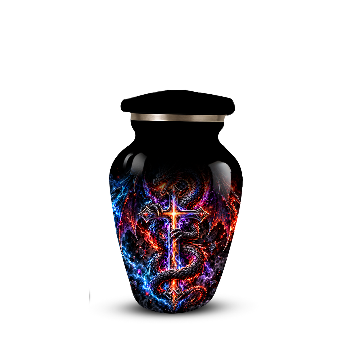 Adult Cremation Urn – Dragon & Cross Memorial Urn for Adult Ashes