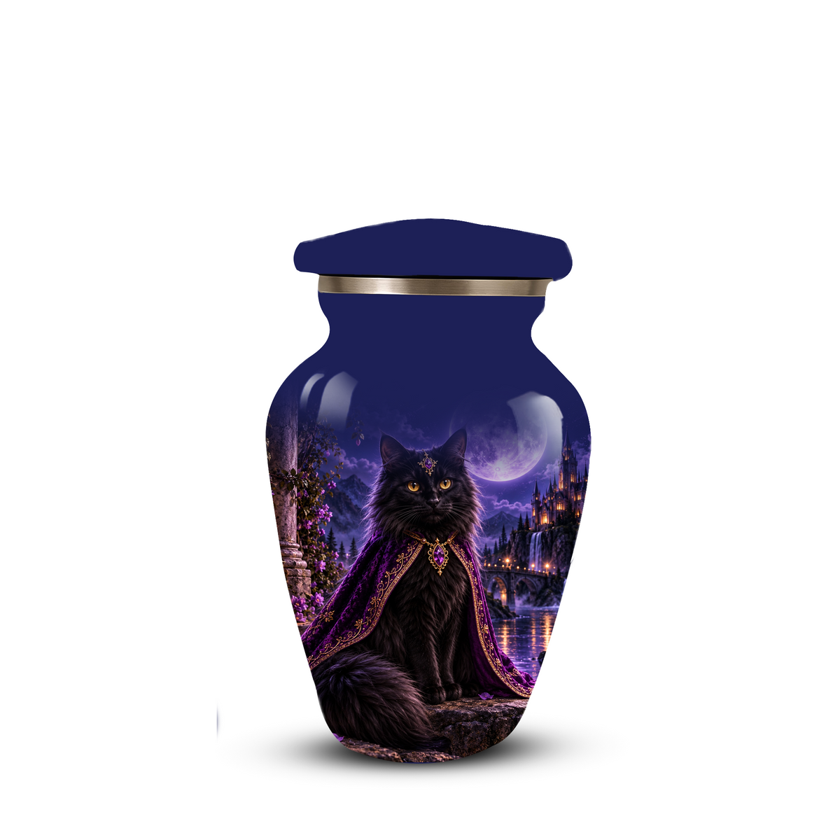 Personalized Cat Urn for Ashes | Custom Pet Urn for Cats | Handmade Metal Cat Memorial Urn