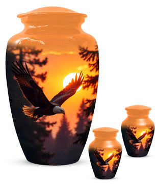 Eagle Sunset Urn for Human Ashes | Majestic Eagle Adult Cremation Urn | Sunset Memorial Funeral Urn