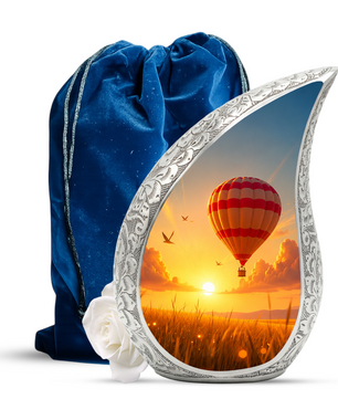 Hot Air Balloon Memorial Urn For Ashes – Sunset Sky Cremation Urn For Men & Women