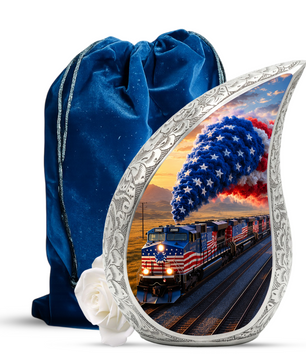 Bald Eagle Remembrance Urn – USA Flag Cremation Urn for Adults