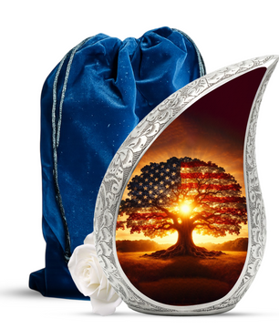 American Flag Themed Urn for Ashes – Patriotic Urn for Adult Male and Female