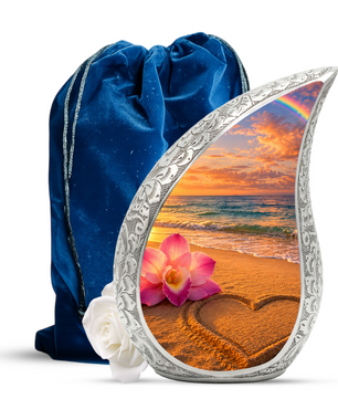 Ocean Sunset Cremation Urn – Heart Beach Urn for Ashes