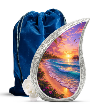 Beach Paradise Adult Cremation Urn – Decorative Ashes Container for Loved Ones
