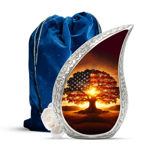 American Flag Patriotic Urn for Ashes | Memorial Funeral Urn