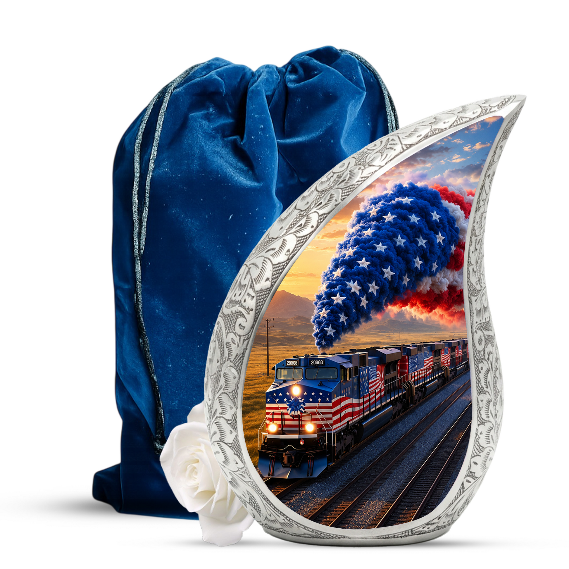 Bald Eagle Remembrance Urn – USA Flag Cremation Urn for Adults