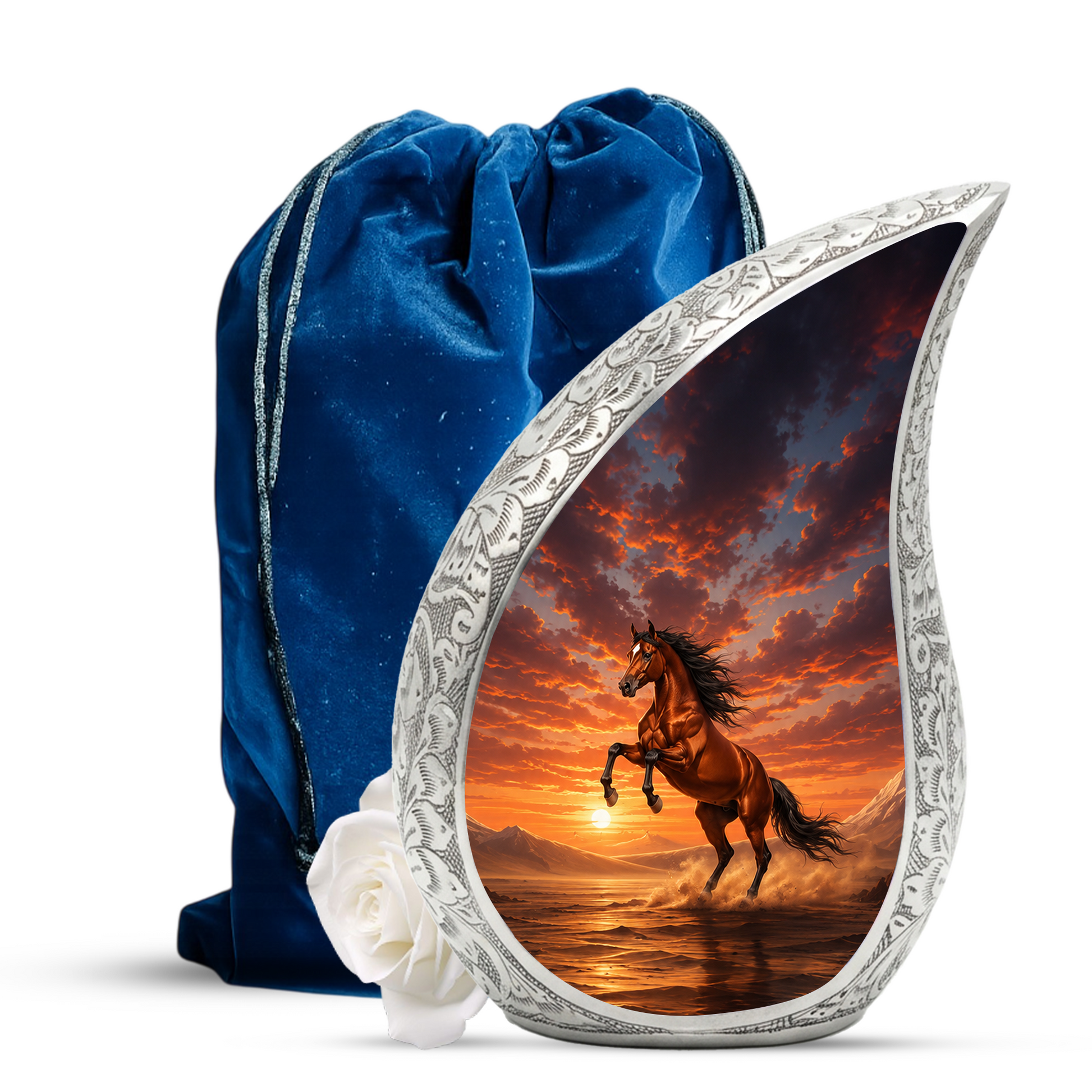 Running Horse Memorial Urn For Ashes – Sunset Stallion Cremation Urn For Men & Women