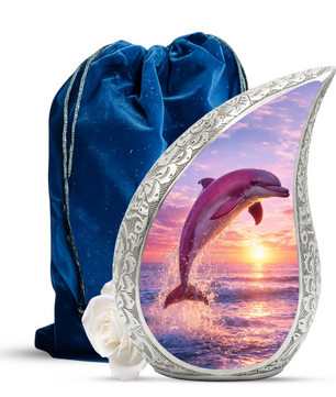 Pink Dolphin Cremation Urn for Women – Funeral Ashes Urn for Adult Female