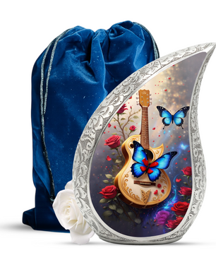 Butterfly Cremation Urn for Human Ashes – Red Roses Memorial Urn for Women