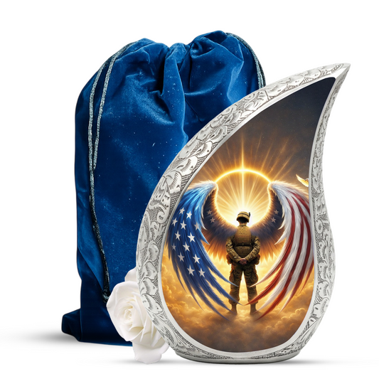 Military Veteran Cremation Urn for Men | Funeral Ashes Urn