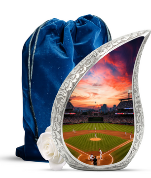Baseball Stadium Memorial Urn For Ashes – Sunset Baseball Cremation Urn For Men