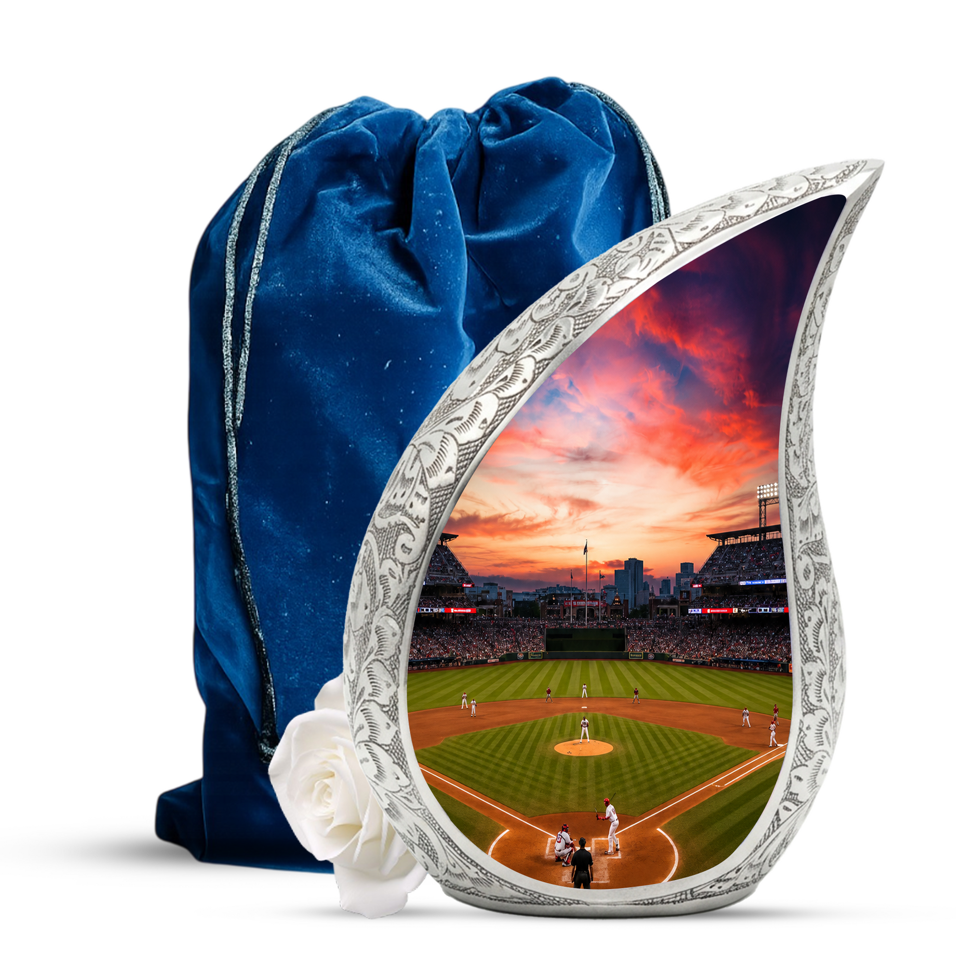 Baseball Stadium Memorial Urn For Ashes – Sunset Baseball Cremation Urn For Men