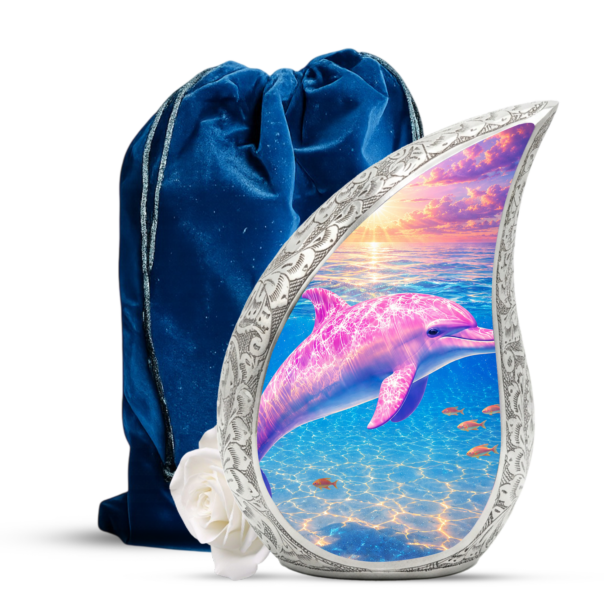Pink Dolphin Cremation Urn for Adult Woman Ashes - Funeral Ashes Urn for Adults