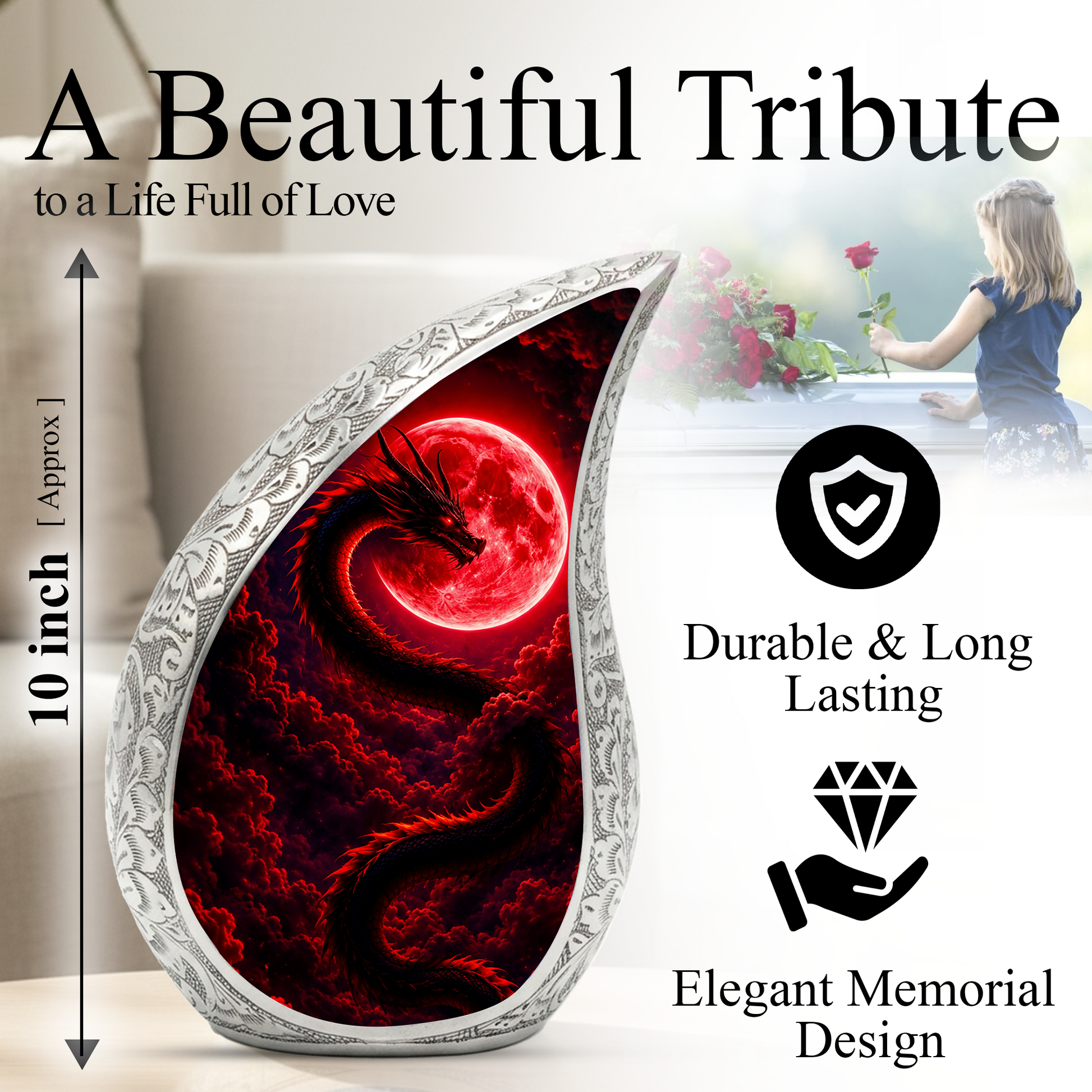 Dragon Urn for Adult Ashes – Dragon Themed Cremation Urn for Burial