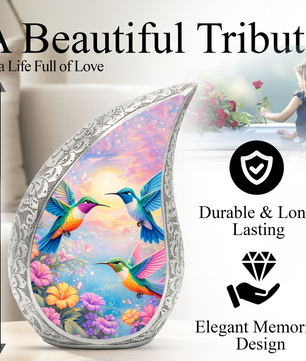 Hummingbird Floral Cremation Urn | Memorial Urn for Women