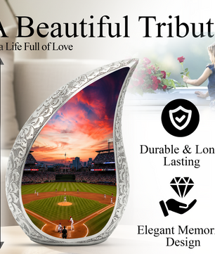 Baseball Stadium Memorial Urn For Ashes – Sunset Baseball Cremation Urn For Men