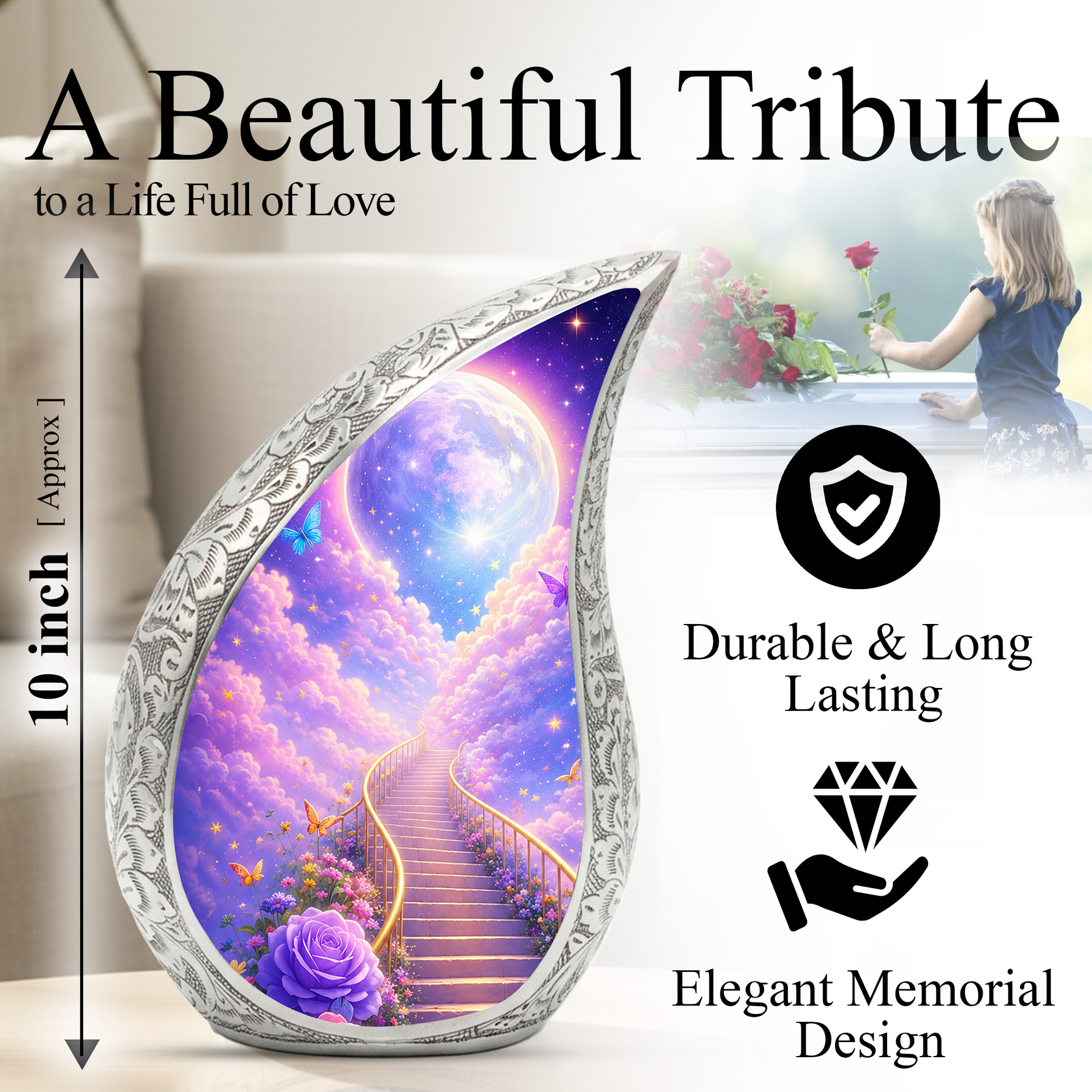 Heaven Theme Urn for Ashes – Memorial Urn for Adults