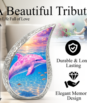 Pink Dolphin Cremation Urn for Adult Woman Ashes - Funeral Ashes Urn for Adults