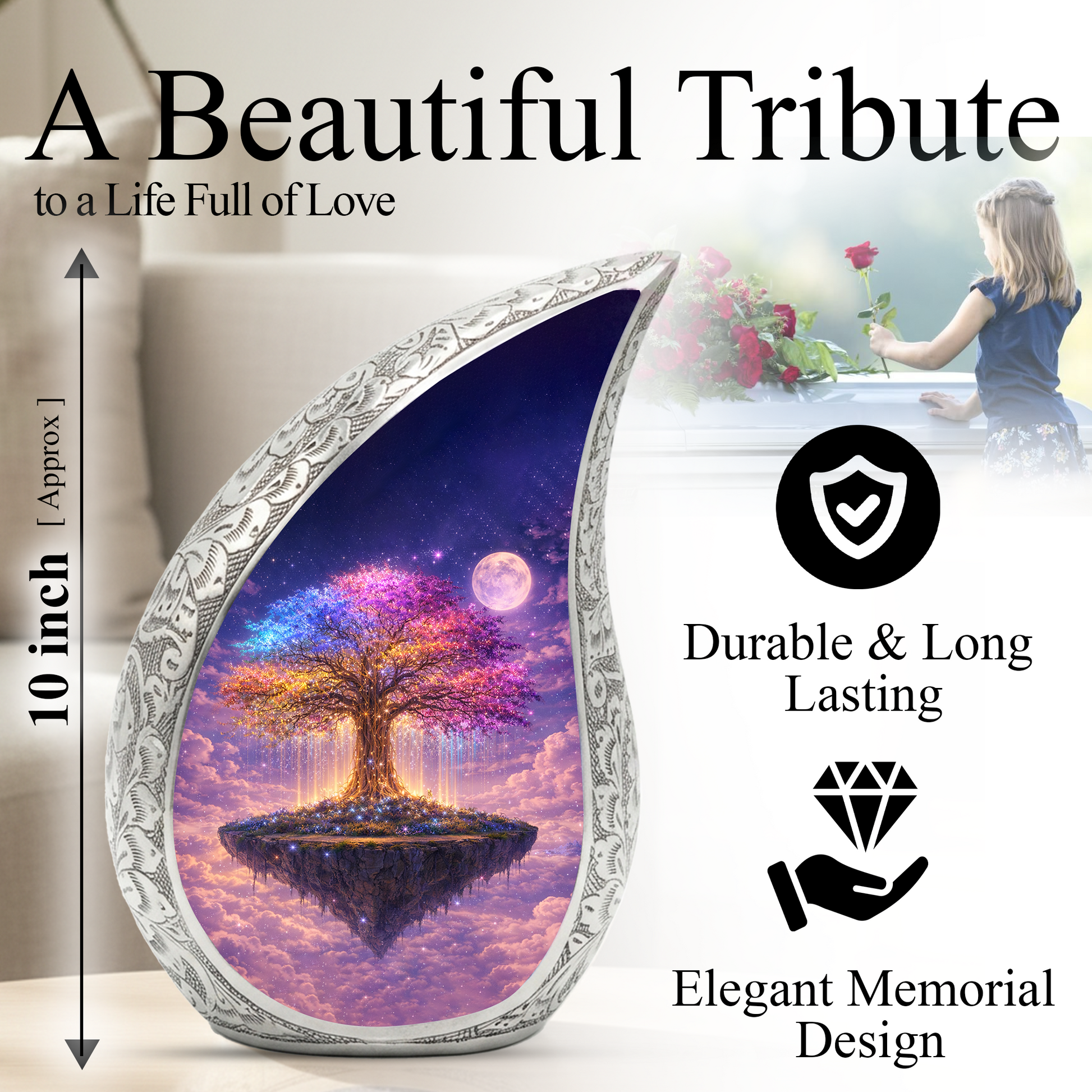 Colorful Tree of Life Cremation Urn | Memorial Urn for Women