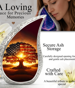 American Flag Patriotic Urn for Ashes | Memorial Funeral Urn
