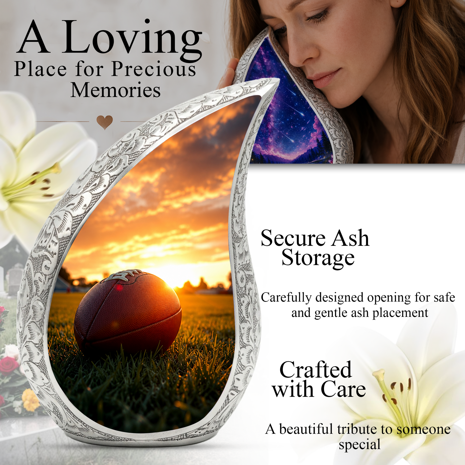 Football Cremation Vessel – Adult Urn for Human Ashes