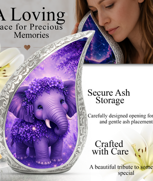 Purple Elephant Funeral Urn for Women | Memorial Ashes Urn