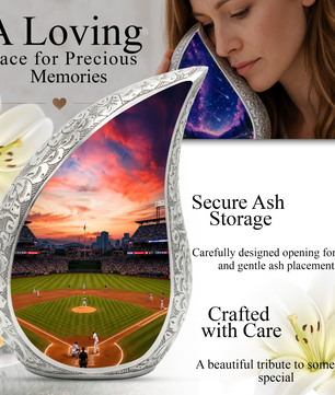 Baseball Stadium Memorial Urn For Ashes – Sunset Baseball Cremation Urn For Men
