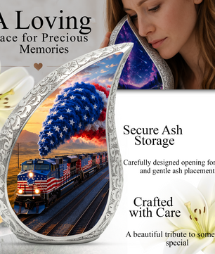 Bald Eagle Remembrance Urn – USA Flag Cremation Urn for Adults