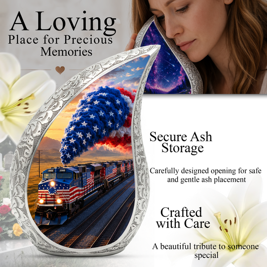 Bald Eagle Remembrance Urn – USA Flag Cremation Urn for Adults
