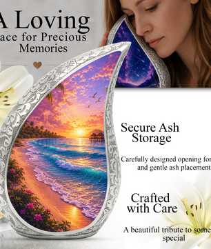 Beach Paradise Adult Cremation Urn – Decorative Ashes Container for Loved Ones