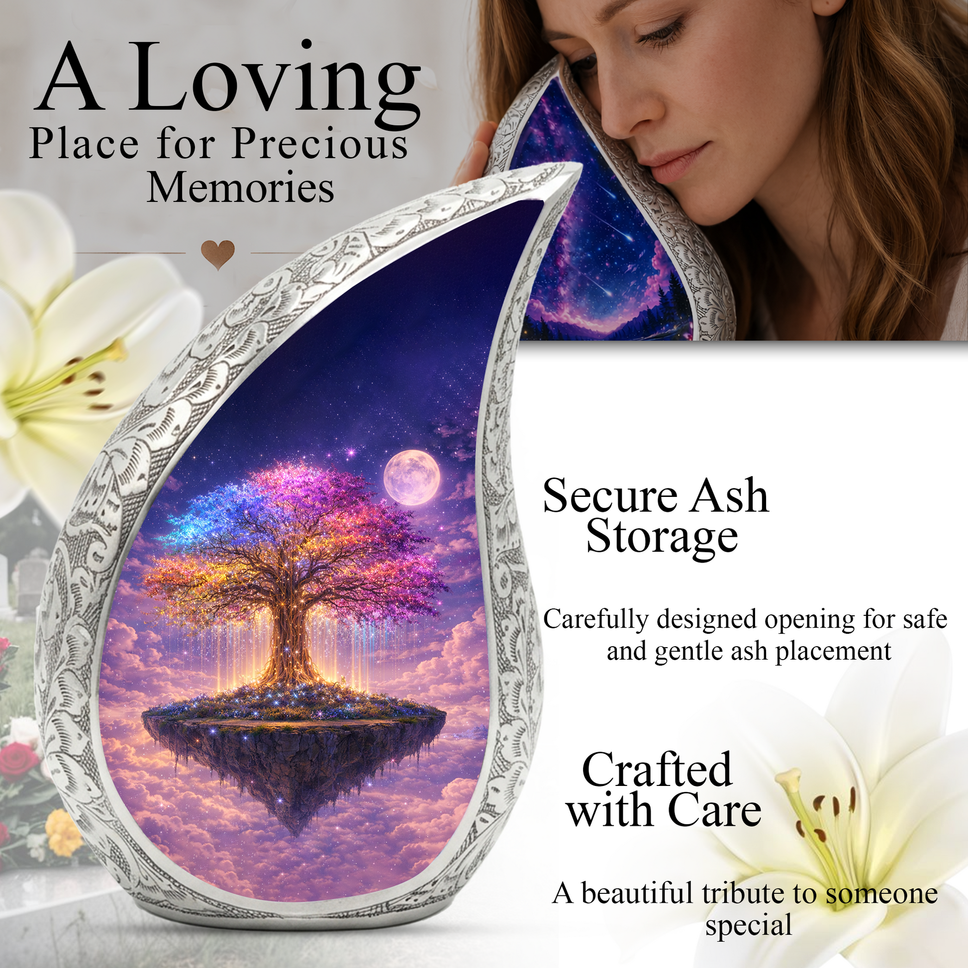 Colorful Tree of Life Cremation Urn | Memorial Urn for Women
