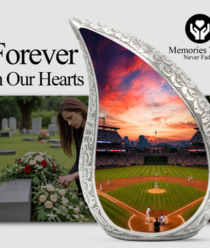 Baseball Stadium Memorial Urn For Ashes – Sunset Baseball Cremation Urn For Men