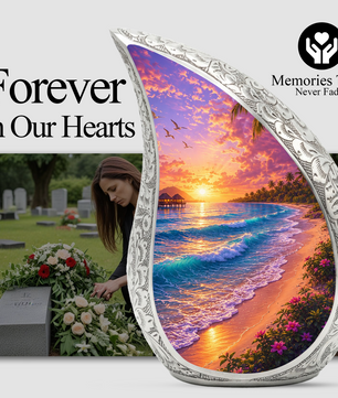 Beach Paradise Adult Cremation Urn – Decorative Ashes Container for Loved Ones