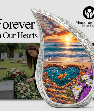 Ocean Sunset Heart Cremation Urn | Memorial Urn for Ashes