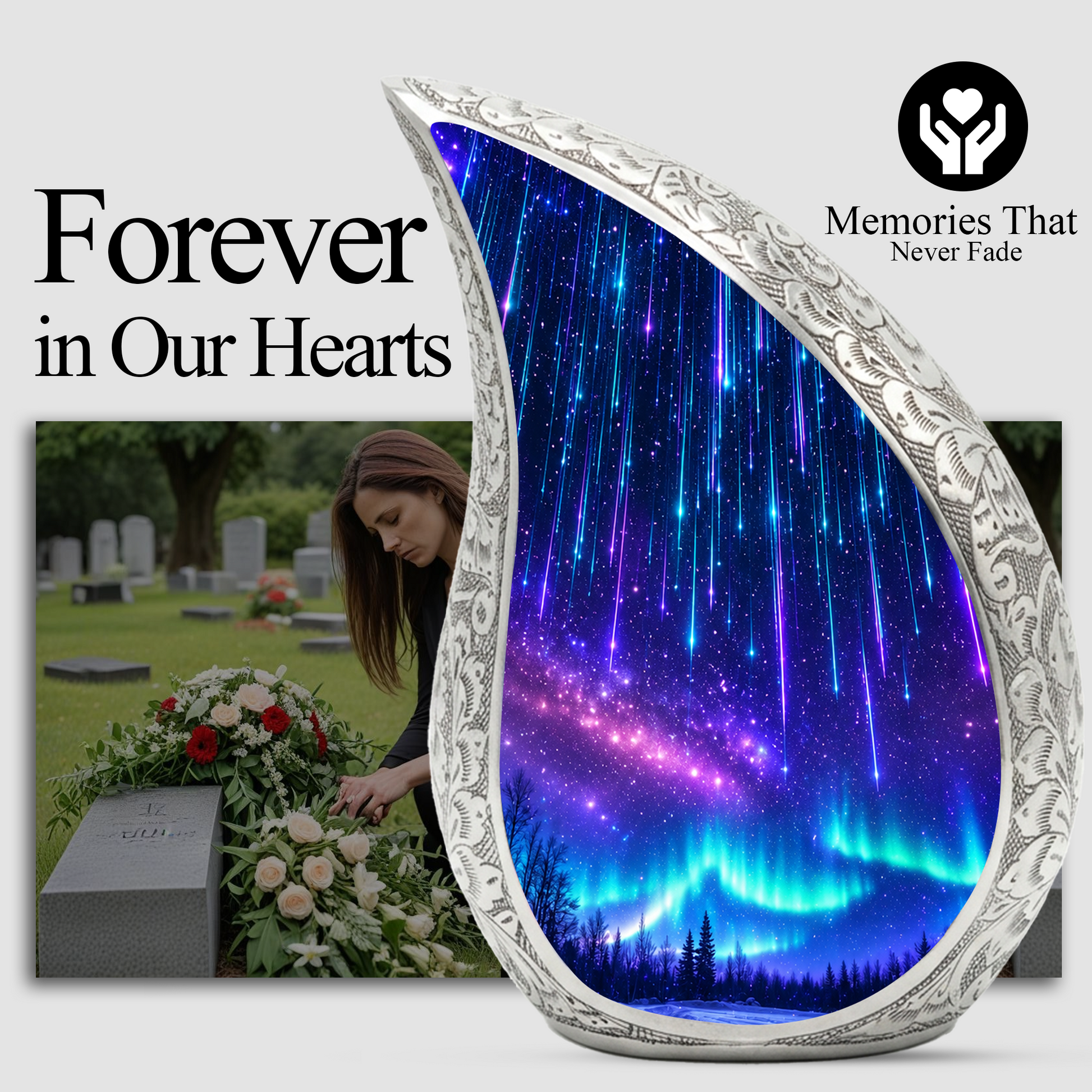 Aurora Borealis Cremation Urn – Elegant Memorial Urn for Human Ashes