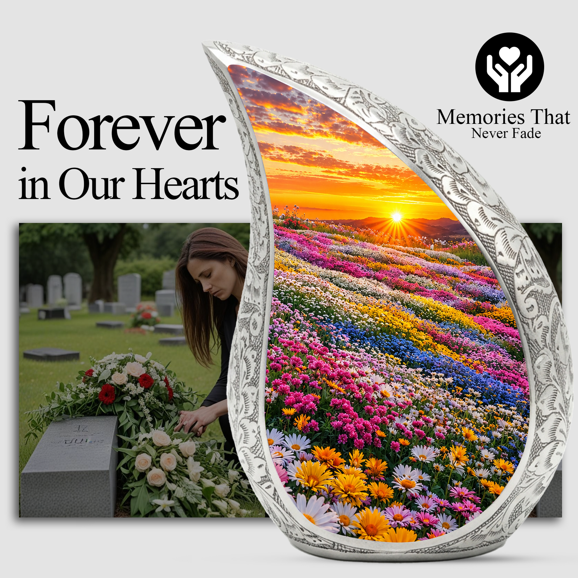 Flower Garden Burial Urn – Colorful Memorial Urn for Human Ashes