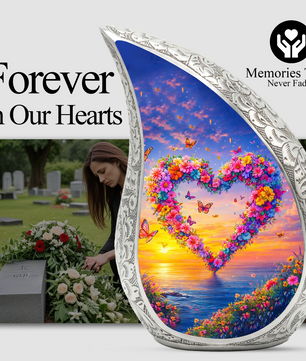 Butterfly Floral Heart Memorial Urn | Urn for Female Ashes