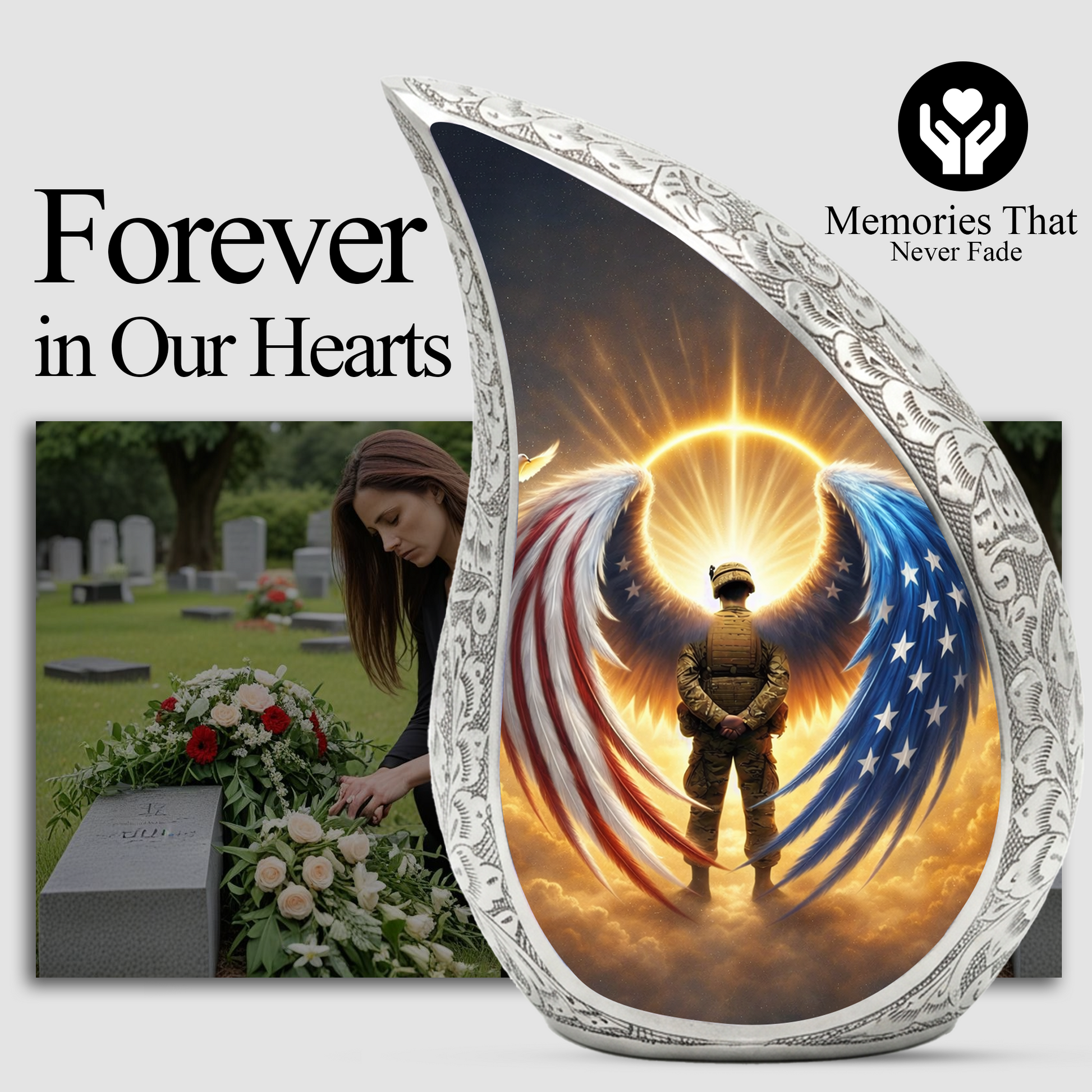 Military Veteran Cremation Urn for Men | Funeral Ashes Urn