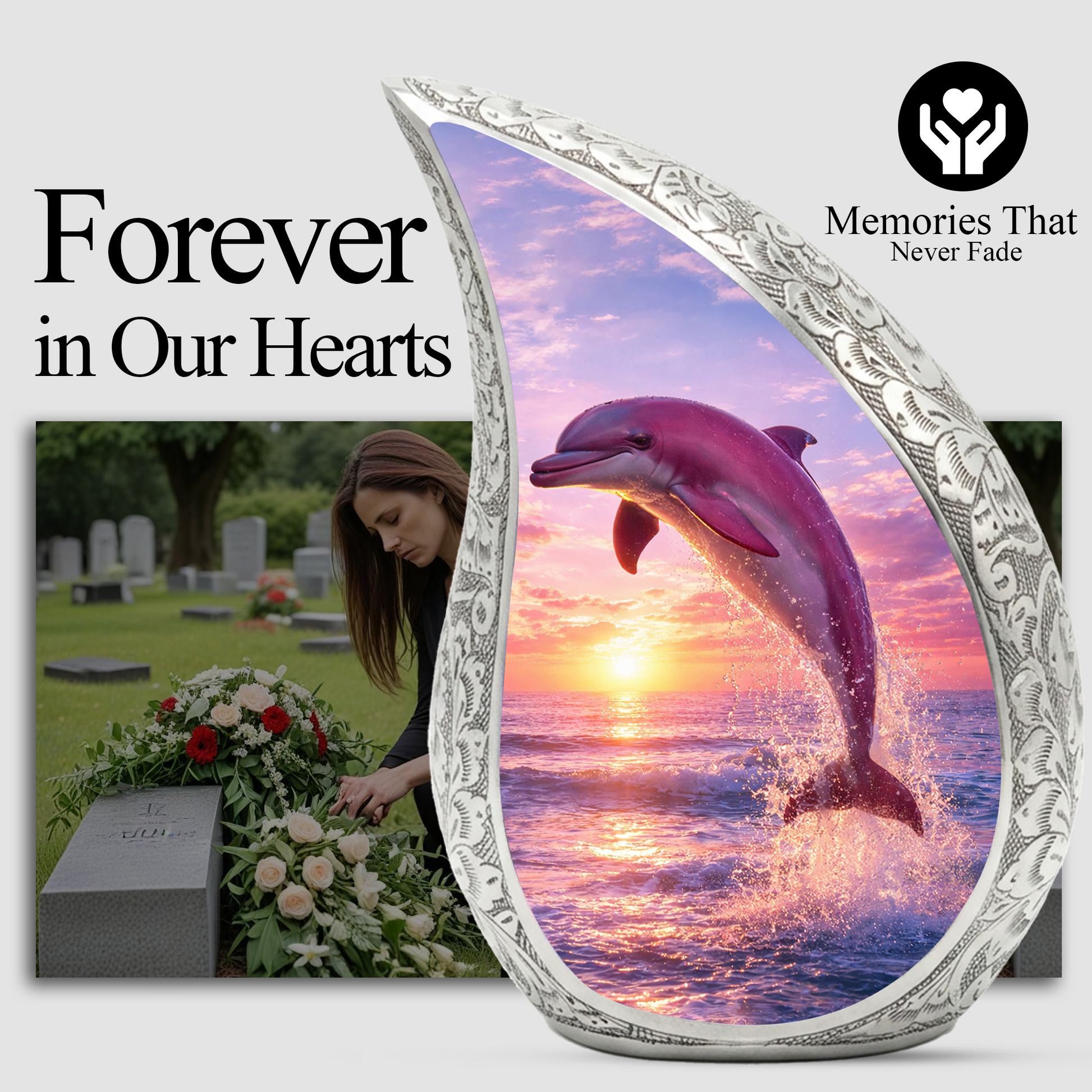 Pink Dolphin Cremation Urn for Women | Beautiful Ashes Urn