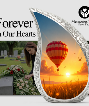 Hot Air Balloon Memorial Urn For Ashes – Sunset Sky Cremation Urn For Men & Women