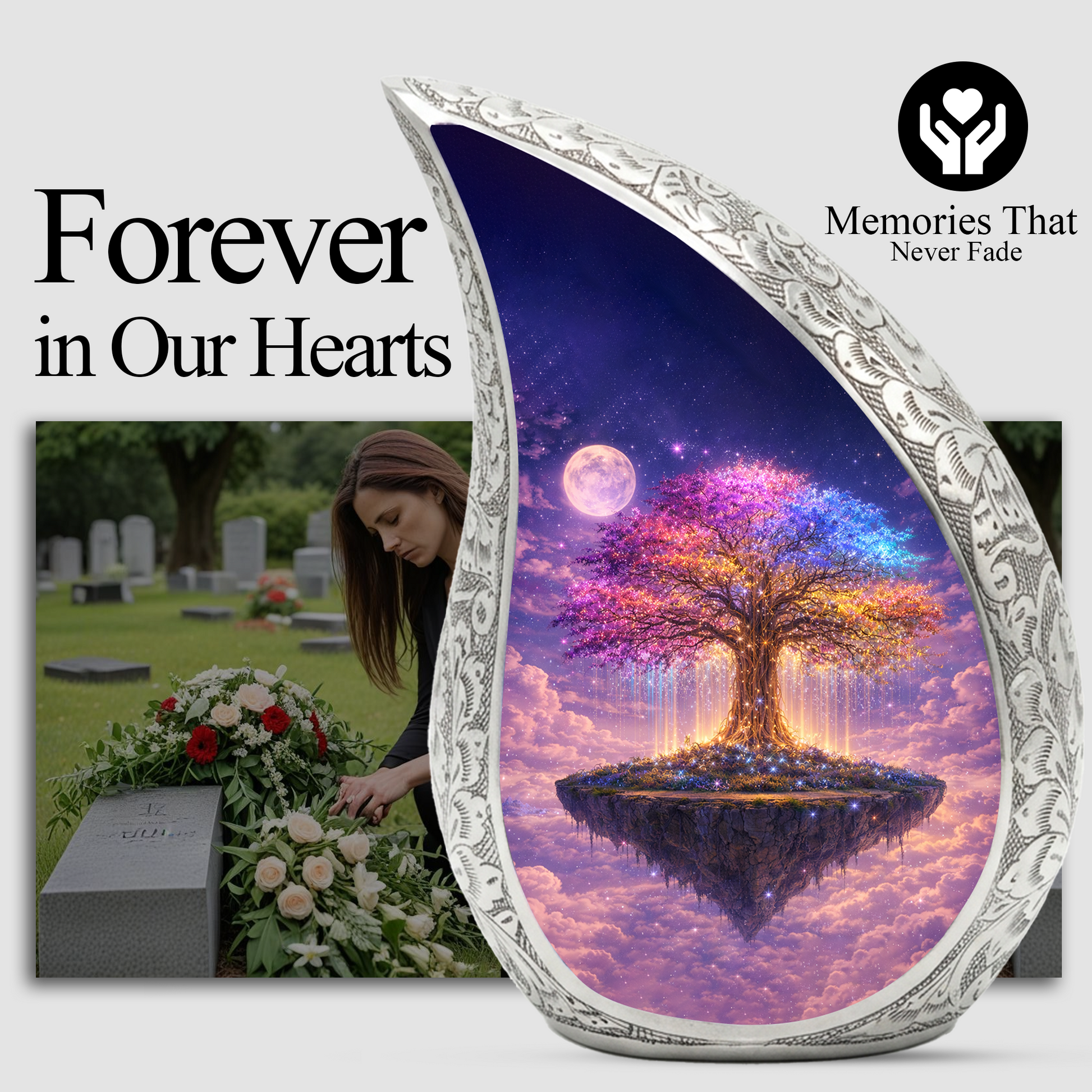 Colorful Tree of Life Cremation Urn | Memorial Urn for Women