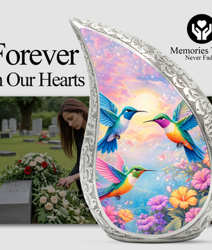 Hummingbird Floral Cremation Urn | Memorial Urn for Women