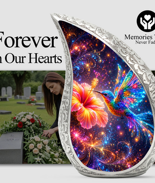Colorful Hummingbird Memorial Urn – Vibrant Floral Urn for Human Ashes