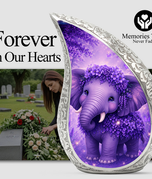 Purple Elephant Funeral Urn for Women | Memorial Ashes Urn