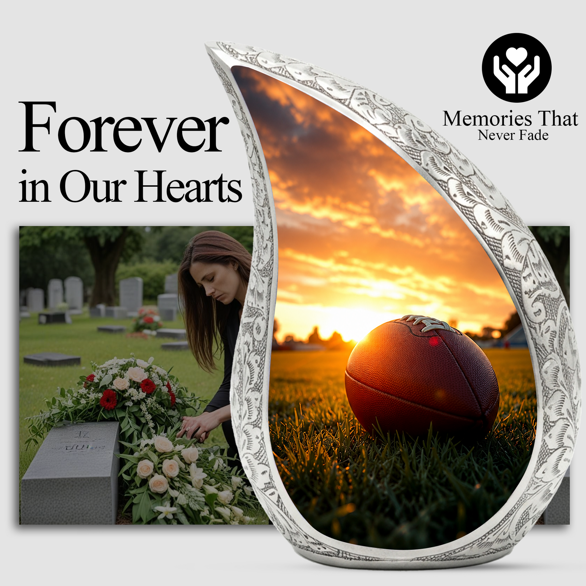 Football Cremation Vessel – Adult Urn for Human Ashes