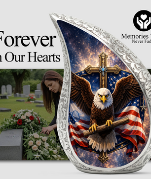 Bald Eagle Christian Urn – Patriotic Ashes Container for Adults