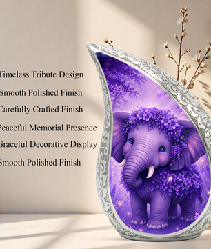Purple Elephant Funeral Urn for Women | Memorial Ashes Urn